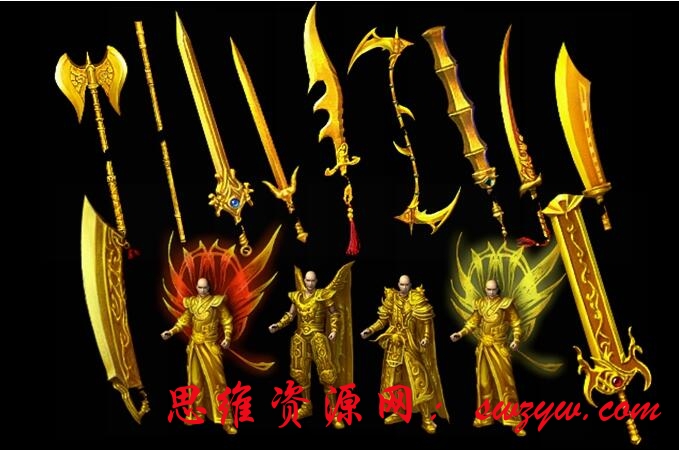 传奇剑甲素材-黄金剑甲系列二多套复古版本通用素材